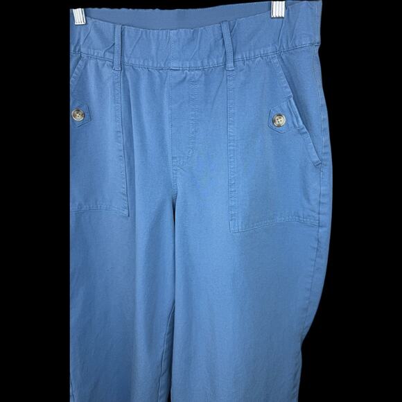 Anybody All-Streth Twill Wide Leg Cropped Pants Dusk Blue Medium Pockets Casual - Picture 4 of 14